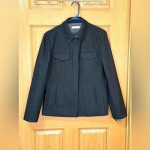J Crew Wool Blend Coat Womens Size Large Jacket Charcoal Black